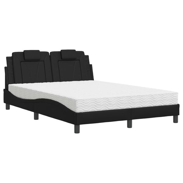 vidaXL Cama Viana com colch&atilde;o 140x200 cm couro artificial preto