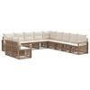 vidaXL Conjunto de Sof&aacute; de Jardim 11 pcs Bege vime PE