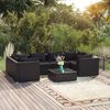vidaXL 7 pcs conjunto lounge de jardim c/ almofad&otilde;es vime PE preto
