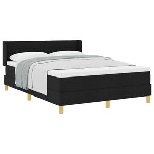 vidaXL Cama Box com colch&atilde;o com cabeceira Preto 200 x 160 cm Poli&eacute;ster