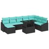 vidaXL Conjunto de Sof&aacute;s 9 unid. Preto e Azul vime PE