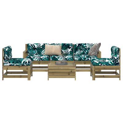 vidaXL 6 pcs conjunto sofás de jardim madeira de pinho maciça