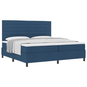 vidaXL Cama Box com colch&atilde;o com cabeceira Azul 200 x 200 cm tecido