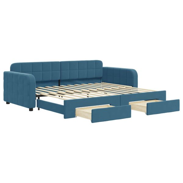 vidaXL Sof&aacute;-cama com gavet&atilde;o e gavetas 90x200 cm veludo azul