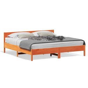 vidaXL Cama sem colch&atilde;o 200x200 cm pinho maci&ccedil;o castanho-mel