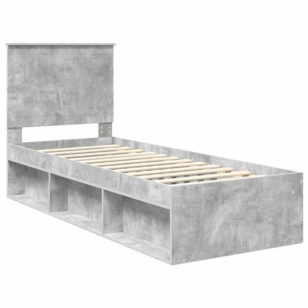 vidaXL Estrutura da Cama com cabeceira Cinza Concreto 75 x 190 cm