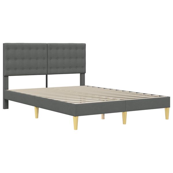 vidaXL Estrutura de cama com colch&atilde;o Cinza Escuro 120 x 190 cm tecido