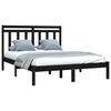 vidaXL Estrutura de cama king 150x200 cm madeira maciça preto