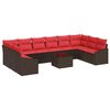 vidaXL Conjunto de Sof&aacute;s 11 unid. Castanho vime PE