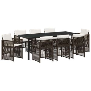 vidaXL Conjunto de Jantar para Jardim 9 pcs Castanho