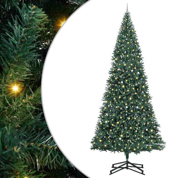 vidaXL &Aacute;rvore de Natal Artificial Pr&eacute;-iluminada com Conjunto de Bolas