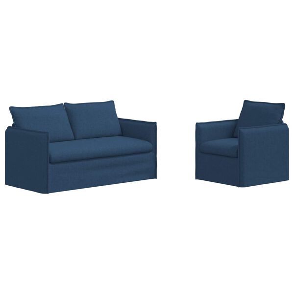 vidaXL Sof&aacute; 2 pcs Azul Dimens&otilde;es gerais: 156 x 82 x 85 cm (L x P x A)