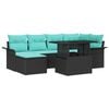 vidaXL Conjunto de Sof&aacute; de Jardim 7 pcs Preto Rattan Sint&eacute;tico