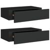 vidaXL Prateleiras de parede com gavetas 2 pcs MDF 40x23,5x10 cm preto