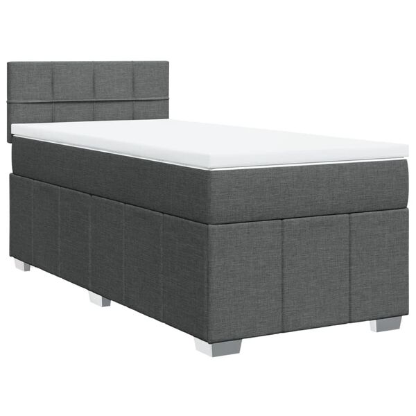 vidaXL Cama com molas/colchão 90x190 cm tecido cinza-escuro