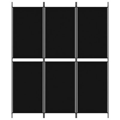 vidaXL Biombo/divisória com 3 painéis 150x180 cm tecido preto