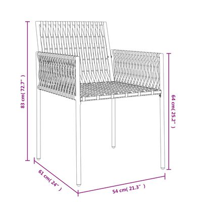 vidaXL Cadeiras jardim c/ almofadões 4pcs 54x61x83 cm vime PE castanho