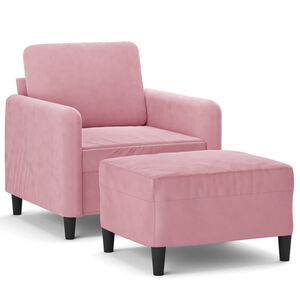 vidaXL Poltrona com apoio de p&eacute;s 60 cm veludo rosa