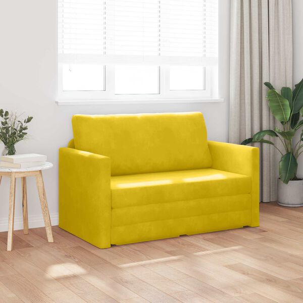 vidaXL Sof&aacute;-Cama 110cm Amarelo girassol Veludo