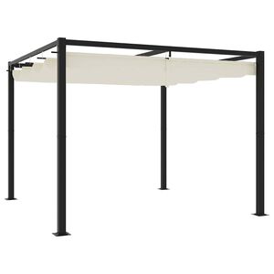 vidaXL Gazebo de jardim com teto retr&aacute;til 3x3 m a&ccedil;o creme