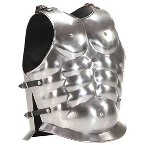 vidaXL Coura&ccedil;a de soldado romano r&eacute;plica LARP a&ccedil;o prateado