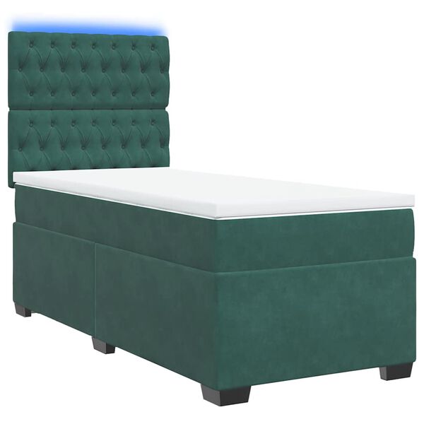 vidaXL Cama com molas/colch&atilde;o 90x190 cm veludo verde-escuro