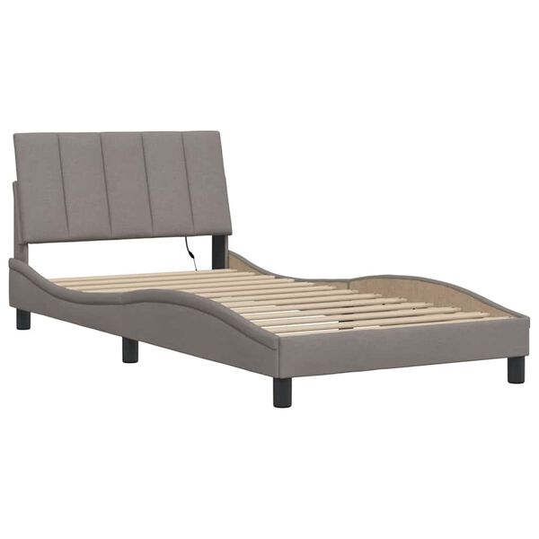 vidaXL Estrutura de cama sem colch&atilde;o Hanko 100x200 cm tecido cinza-acastanhado