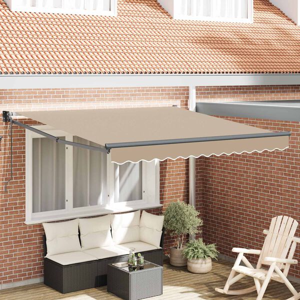 vidaXL Toldo Retr&aacute;til Bege 350 x 250 cm Poli&eacute;ster e Alum&iacute;nio
