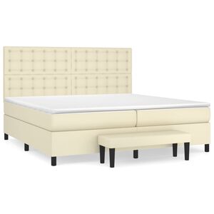 vidaXL Cama com molas/colch&atilde;o 200x200 cm couro artificial cor creme