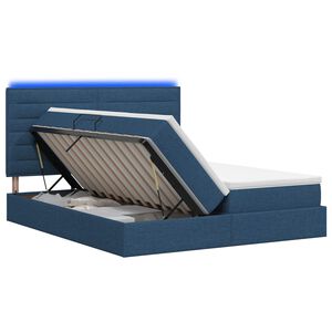 vidaXL Cama de Armazenamento LED com Colch&atilde;o Azul 180 x 200 cm Tecido
