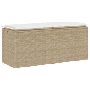 vidaXL Banco de jardim com almofad&atilde;o 110x40x44 cm vime PE bege