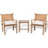 vidaXL 3 pcs conjunto bistr&ocirc; com almofad&otilde;es em bambu