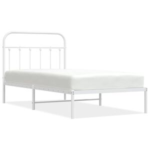 vidaXL Estrutura de cama com cabeceira 100x190 cm metal branco