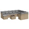 vidaXL 11 pcs conjunto sof&aacute;s de jardim c/ almofad&otilde;es vime PE bege