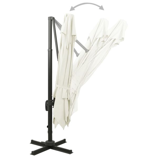 vidaXL Guarda-sol de jardim cantilever com tampo duplo 300x300 cm areia