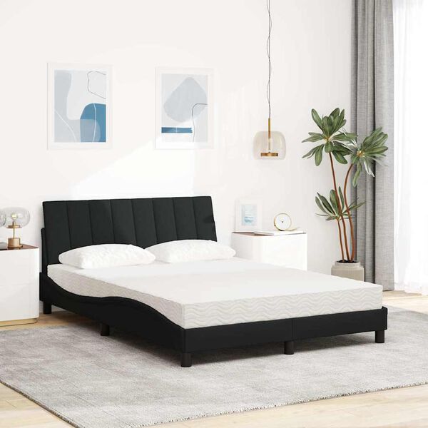 vidaXL Cama com colch&atilde;o Hanko 140x200 cm tecido preto