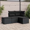 vidaXL 4 pcs conjunto de sof&aacute;s para jardim c/ almofad&otilde;es vime PE preto