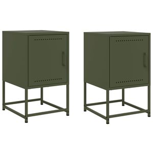 vidaXL Mesas de cabeceira 2 pcs 36x39x60,5 cm a&ccedil;o verde azeitona