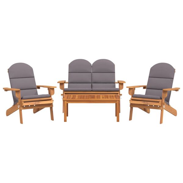 vidaXL 4 pcs conjunto lounge de jardim Adirondack ac&aacute;cia maci&ccedil;a