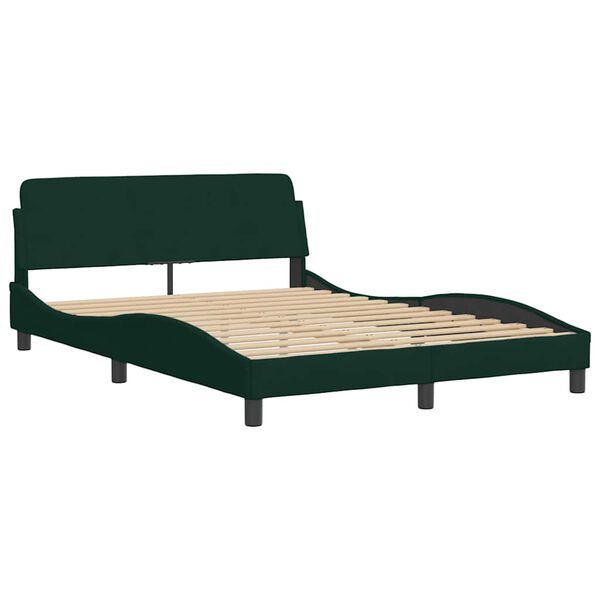 vidaXL Cama com colch&atilde;o 120x200 cm veludo verde-escuro