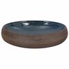 vidaXL Lavat&oacute;rio de bancada oval 59x40x15 cm cer&acirc;mica castanho e azul