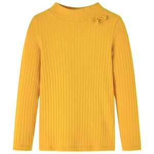 T-shirt manga comprida p/ crian&ccedil;a malha canelada ocre-escuro 92