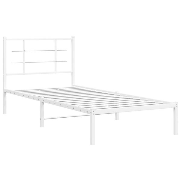 vidaXL Estrutura de cama com cabeceira 90x200 cm metal branco