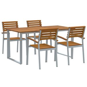 vidaXL Conjunto de Jantar para Jardim 5 pcs Cinzeto