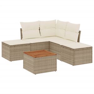 vidaXL 6 pcs conjunto de sof&aacute;s p/ jardim com almofad&otilde;es vime PE bege