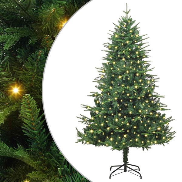 vidaXL &Aacute;rvore de Natal Artificial Pr&eacute;-iluminada Verde 180 cm PVC e PE