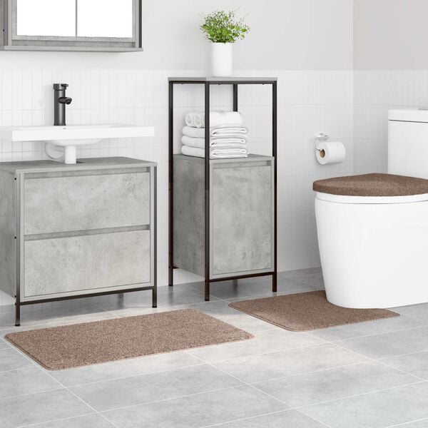 vidaXL Conjunto de Tapetes de Banho Antiderrapantes 3 pcs Castanho PP