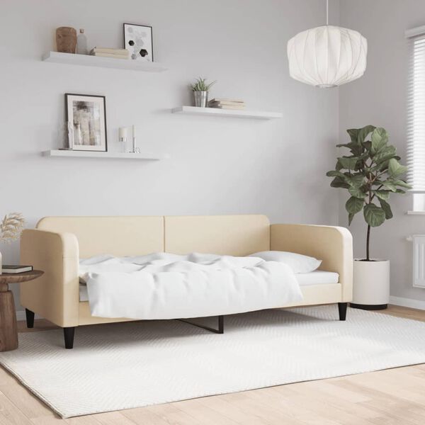 vidaXL Sof&aacute;-cama 90x200 cm tecido cor creme