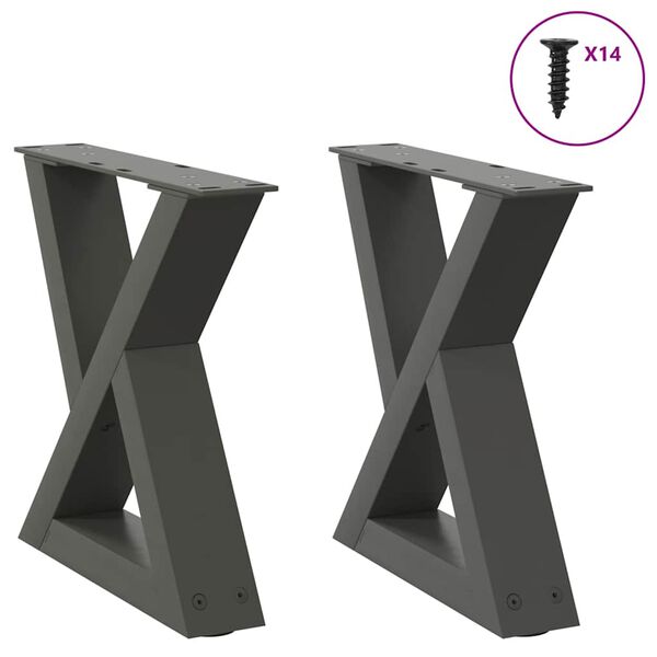 vidaXL P&eacute;s para mesa de centro 2 pe&ccedil;as antracite 40x(30-31,3) cm a&ccedil;o