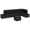 vidaXL Conjunto de Sof&aacute; de Jardim com almofada 7 pcs Preto vime PE
